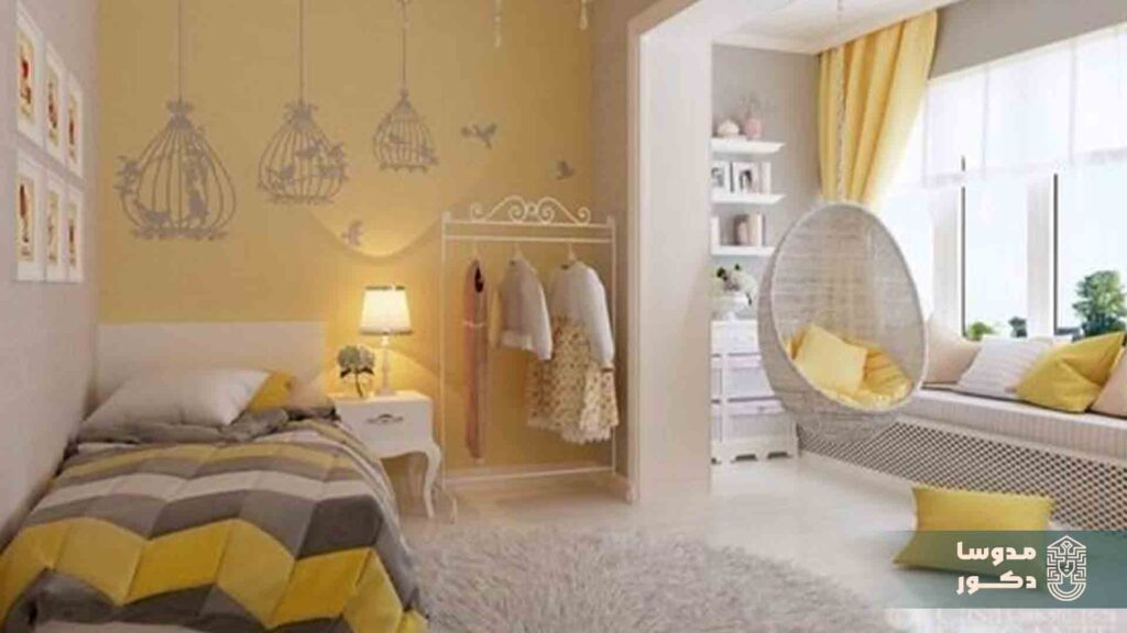 رنگ زرد در طراحی دکور اتاق‌خواب