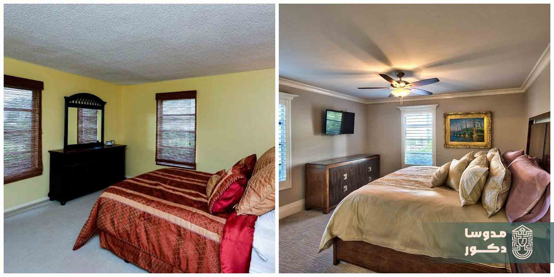 عکس قبل و بعد از بازسازی اتاق خواب