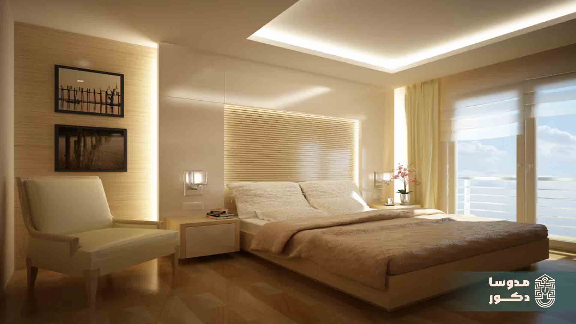 استفاده از نور مخفی برای سقف اتاق خواب