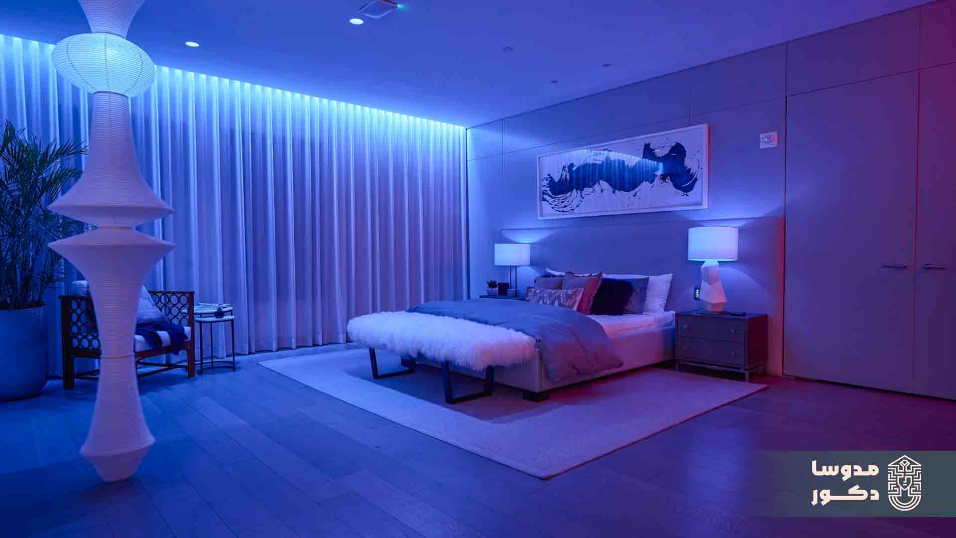 نورپردازی اتاق خواب با چراغ‌های LED