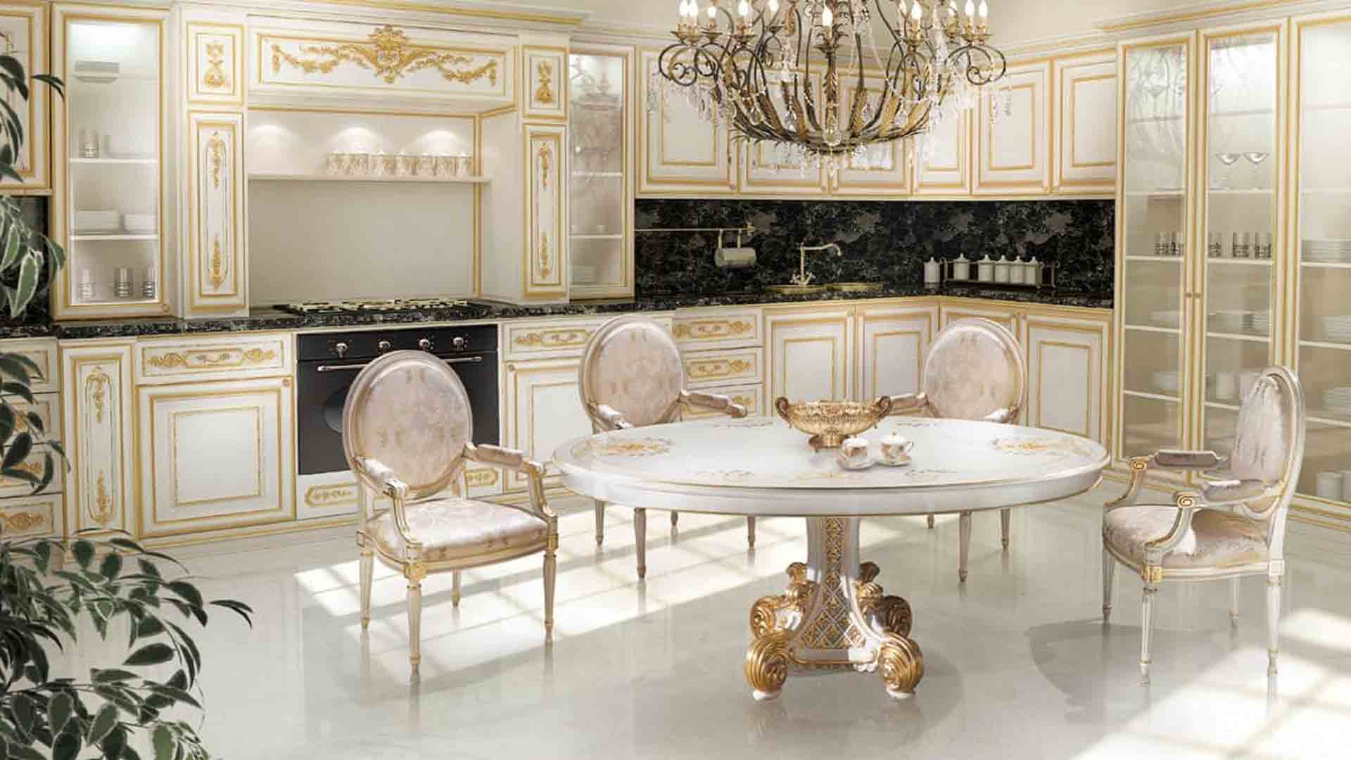 چند مدل کابینت سفید طلایی برای آشپزخانه
