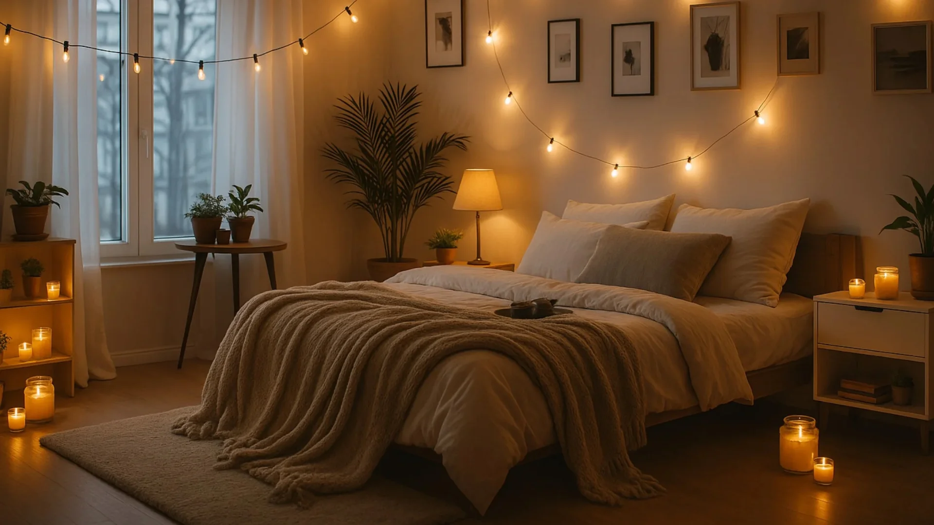 دکوراسیون اتاق خواب با ریسه