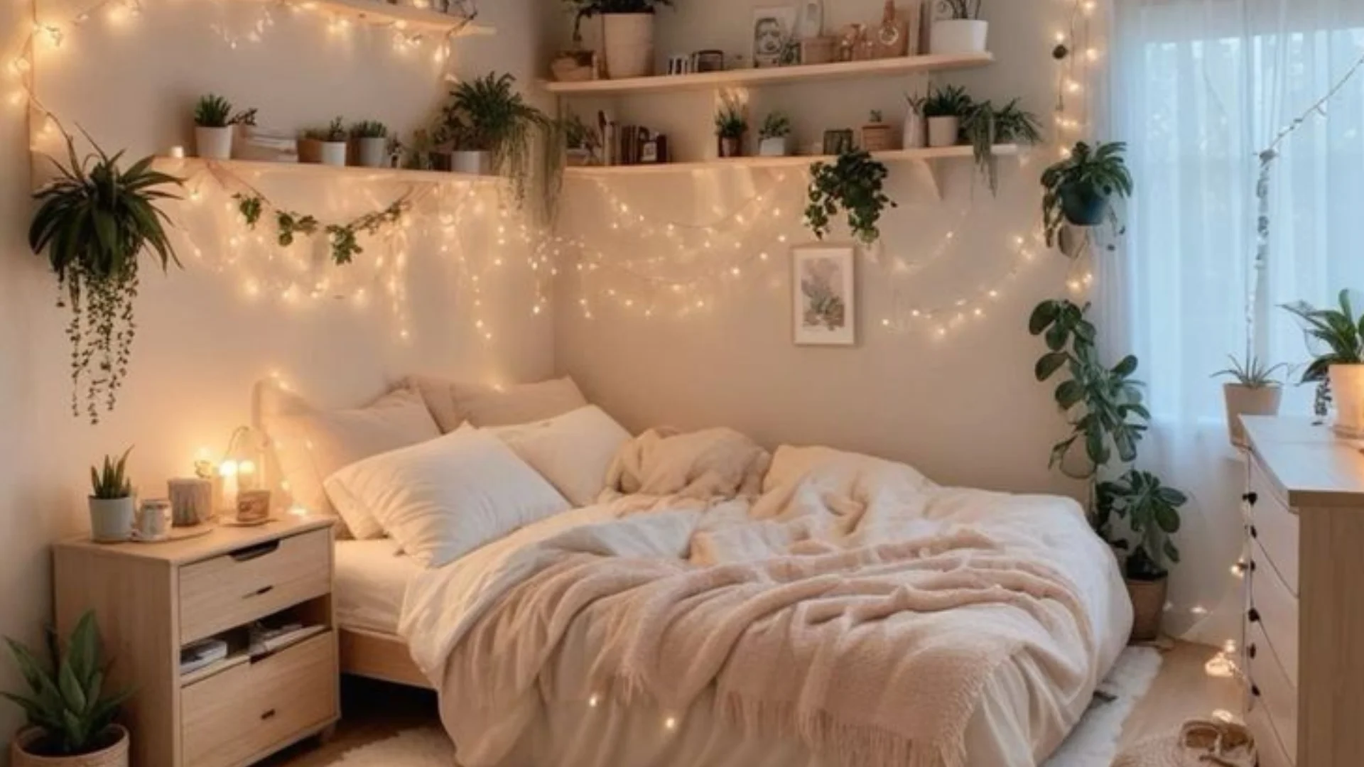 دکوراسیون اتاق خواب با ریسه